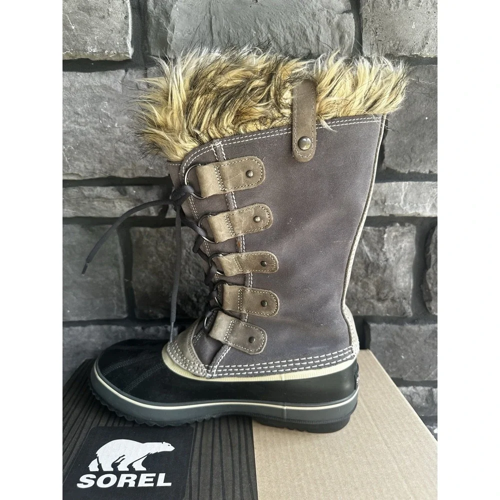 SOREL Joan Of Arctic Women's Size 10 Waterproof Winter Fur Snow Boots Shale Gray